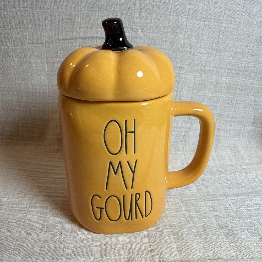 Rae Dunn "Oh My Gourd" Pumpkin Topper Mug ,new